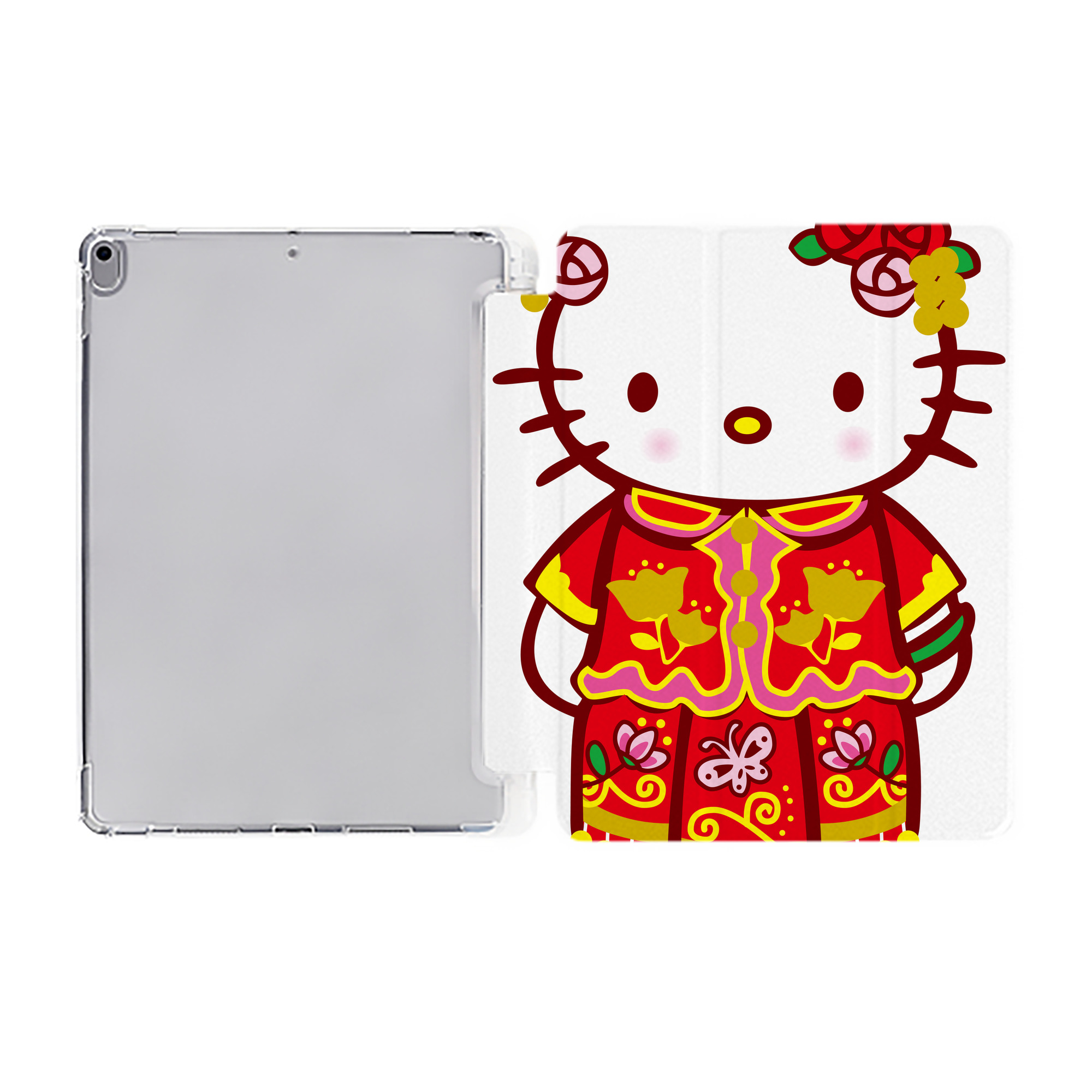 （画像用） Hello Kitty ハローキティ IPad ケース ペン収納付き 三つ折りスタンド PUレザー×シリコン 対応機種9.5/10.5/10.9インチ
